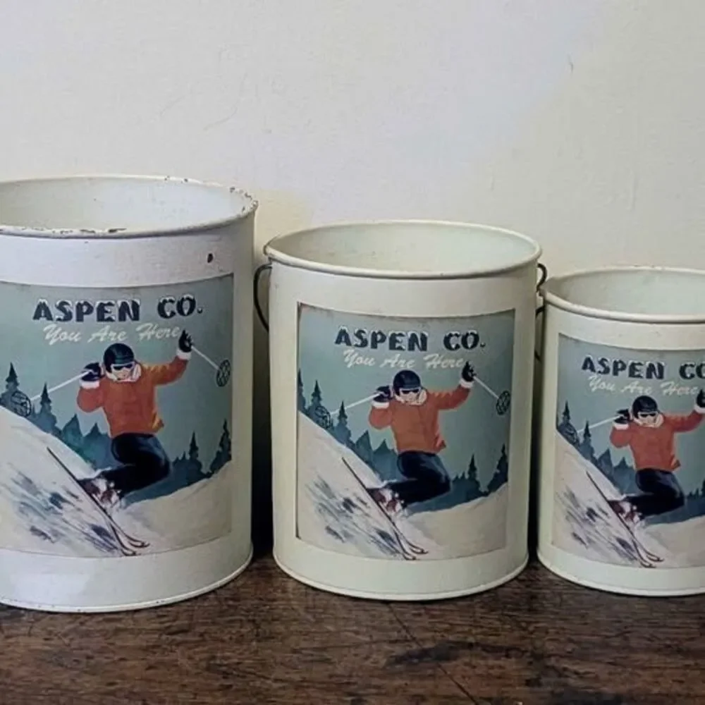Nantucket Aspen Co. Metal Buckets - Set of 3
